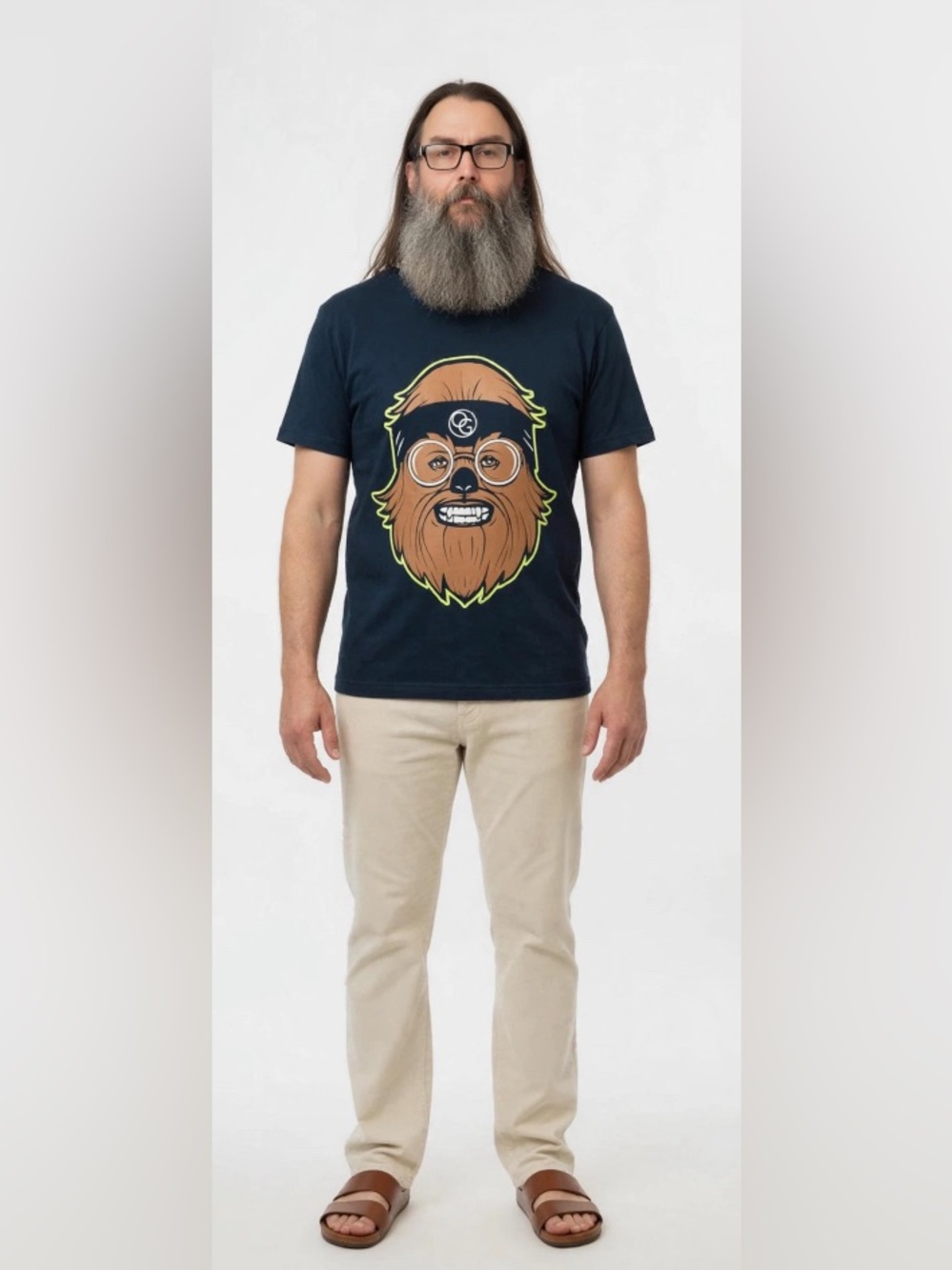 Navy Graphic Tee with Chong-bacca Design